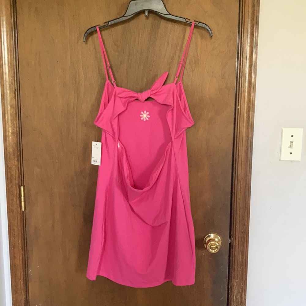 SO tie back bodycon mini dress pink w embroidered size XL jr - Picture 7 of 17